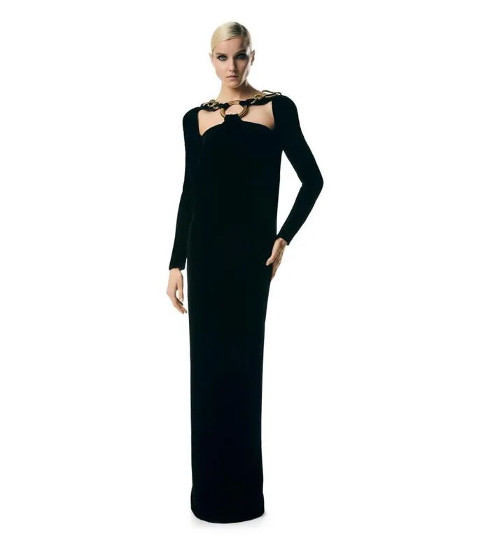 TOM FORD Dresses Women VELVET OPEN BACK GOWN WITH CHAIN Black TOM FORD Dresses Women VELVET OPEN BACK GOWN WITH CHAIN Black