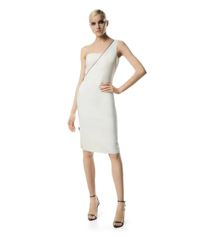 TOM FORD Dresses Women VISCOSE STRETCH CADY ONE SHOULDER COCKTAIL DRESS Chalk TOM FORD Dresses Women VISCOSE STRETCH CADY ONE SHOULDER COCKTAIL DRESS Chalk