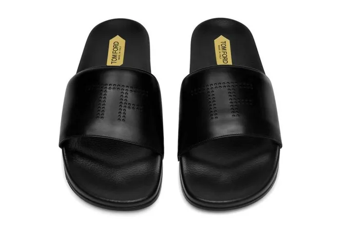 TOM FORD Espadrilles and Sandals Men SMOOTH LEATHER HARRISON SLIDE Black TOM FORD Espadrilles and Sandals Men SMOOTH LEATHER HARRISON SLIDE Black