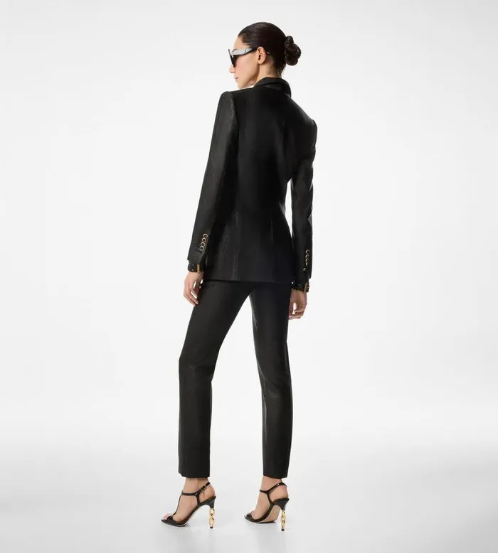 TOM FORD Jackets Women BROKEN LUREX TAILORING WOOL 034WALLIS034 DOUBLE BREASTED JACKET Black
