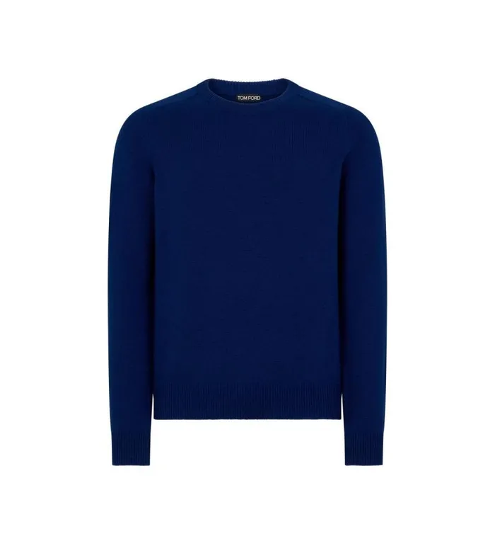 TOM FORD Knitwear Men CASHMERE SADDLE CREW NECK Dark Blue