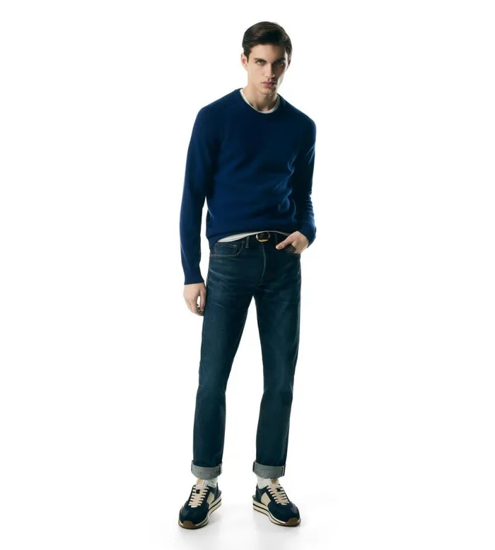 TOM FORD Knitwear Men CASHMERE SADDLE CREW NECK Dark Blue TOM FORD Knitwear Men CASHMERE SADDLE CREW NECK Dark Blue