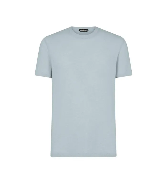 TOM FORD Knitwear Men COTTON BLEND MELANGE CREW NECK TSHIRT Light Blue