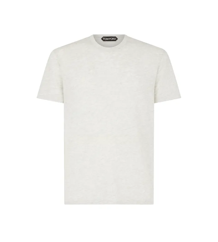 TOM FORD Knitwear Men COTTON BLEND MELANGE CREW NECK TSHIRT Pale Grey