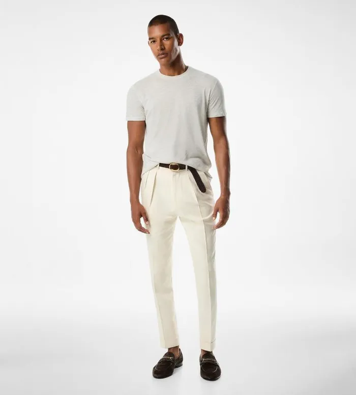 TOM FORD Knitwear Men COTTON BLEND MELANGE CREW NECK TSHIRT Pale Grey TOM FORD Knitwear Men COTTON BLEND MELANGE CREW NECK TSHIRT Pale Grey
