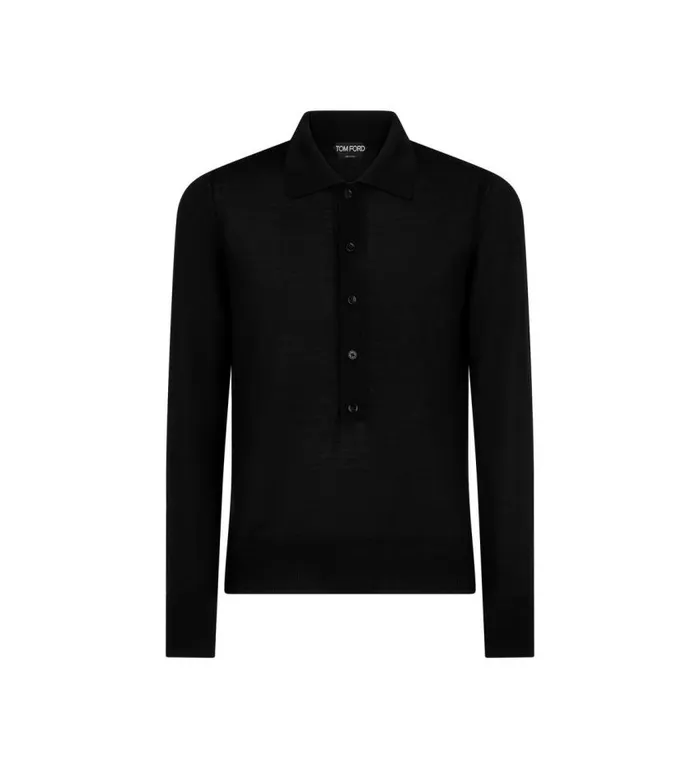 TOM FORD Knitwear Men MERINO SILK POLO Black