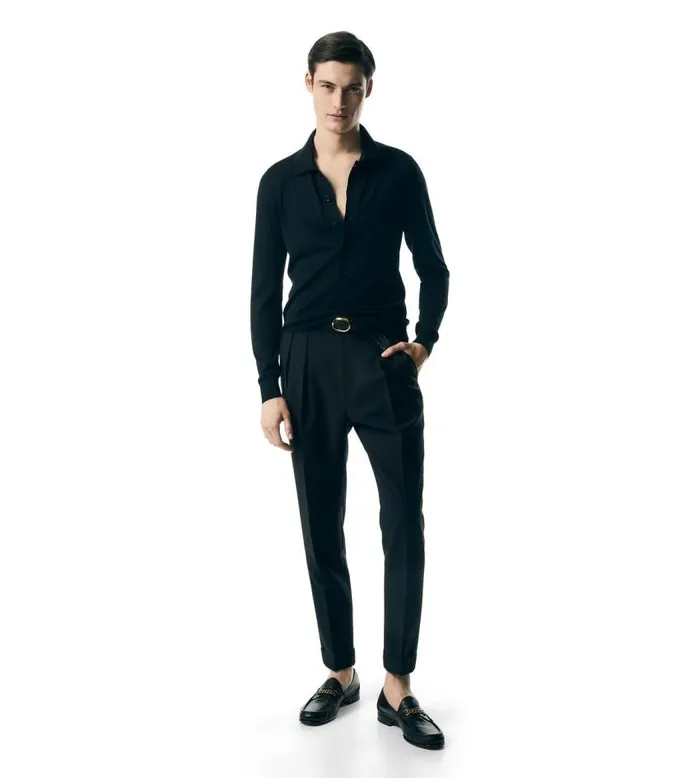 TOM FORD Knitwear Men MERINO SILK POLO Black