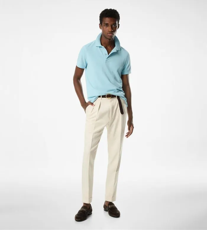 TOM FORD Knitwear Men TENNIS PIQUET POLO Pale Sky