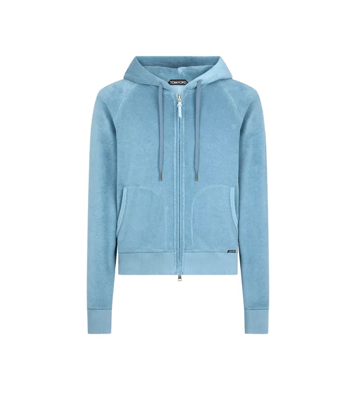 TOM FORD Knitwear Men TOWELLING HOODIE Azur