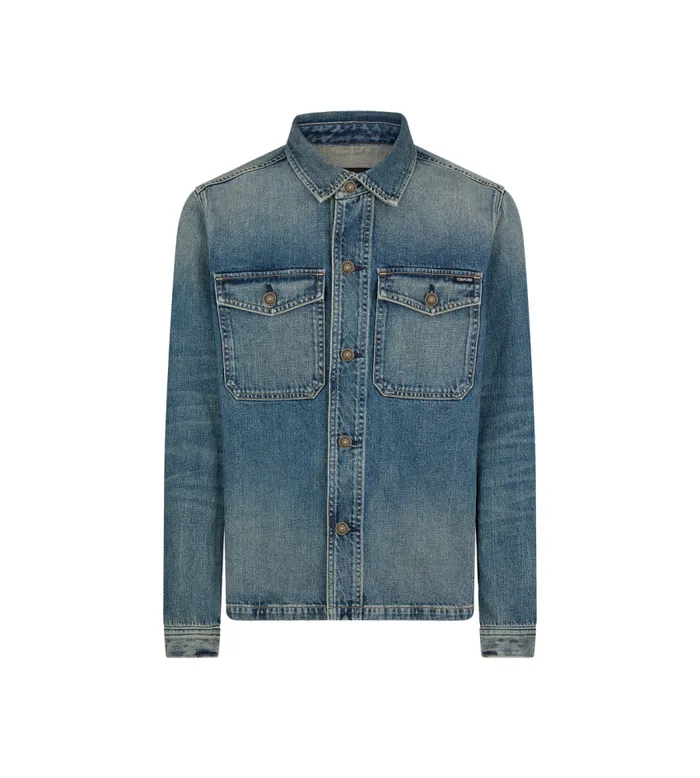 TOM FORD Outerwear Men DENIM SHIRT JACKET Vintage Pale Blue