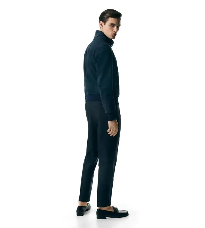 TOM FORD Outerwear Men LIGHT SUEDE HARRINGTON WITH ZIP Ink Blue TOM FORD Outerwear Men LIGHT SUEDE HARRINGTON WITH ZIP Ink Blue