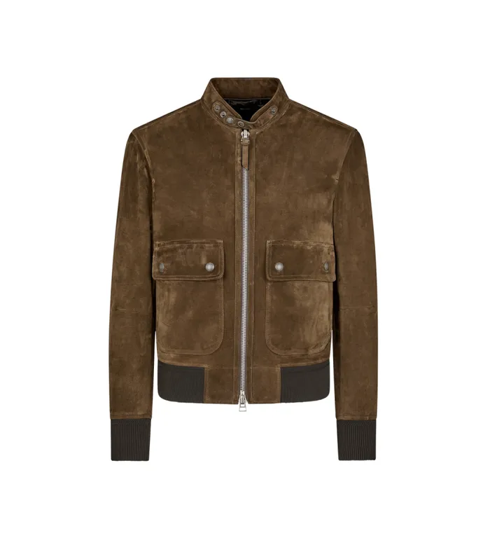 TOM FORD Outerwear Men SOFT SUEDE PILOT BOMBER Khaki