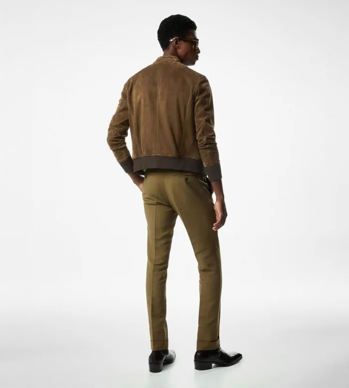 TOM FORD Outerwear Men SOFT SUEDE PILOT BOMBER Khaki TOM FORD Outerwear Men SOFT SUEDE PILOT BOMBER Khaki