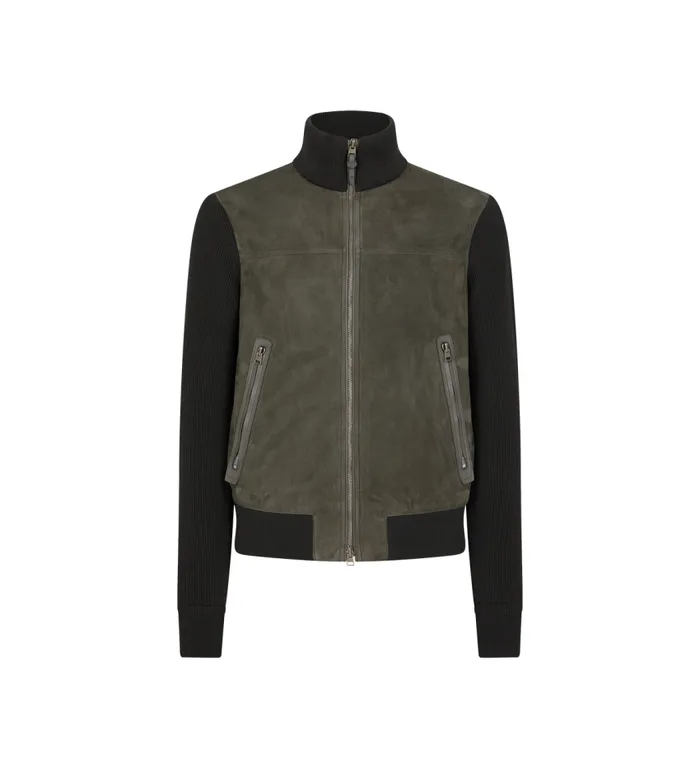 TOM FORD Outerwear Men SUEDE FRONT ZIP THROUGH Elephant Grey