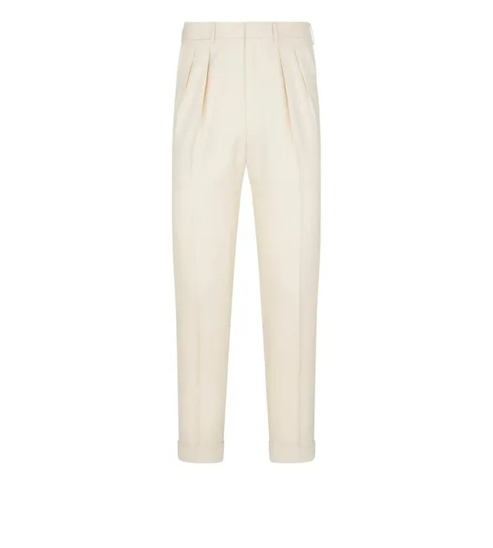 TOM FORD Pants and Shorts Men PURE SILK ATTICUS PLEAT TROUSER Bone