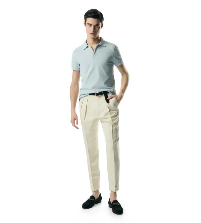 TOM FORD Pants and Shorts Men PURE SILK ATTICUS PLEAT TROUSER Bone TOM FORD Pants and Shorts Men PURE SILK ATTICUS PLEAT TROUSER Bone