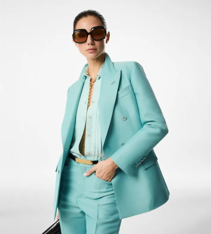 TOM FORD Pants and Shorts Women COMPACT HOPSACK WOOL BLEND 034WALLIS034 TAILORED PANTS Light Turquoise TOM FORD Pants and Shorts Women COMPACT HOPSACK WOOL BLEND 034WALLIS034 TAILORED PANTS Light Turquoise