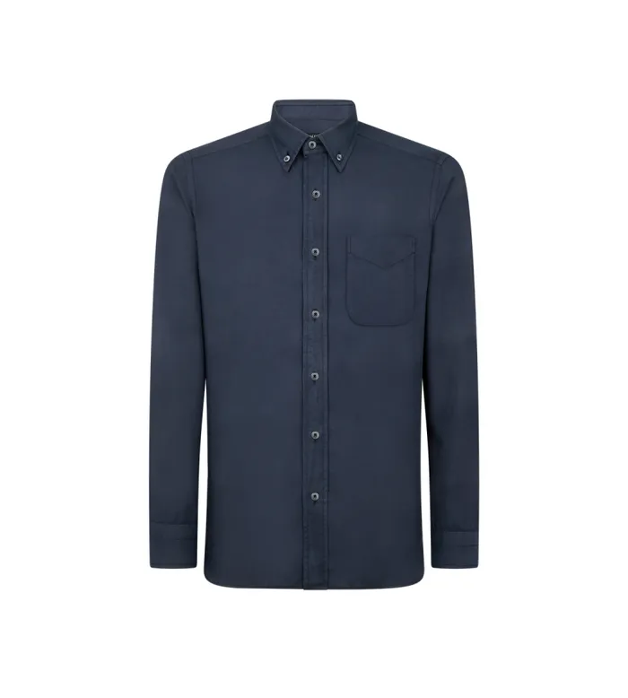 TOM FORD Shirts Men CASHMERE LIGHT TWILL SLIM FIT SHIRT Navy