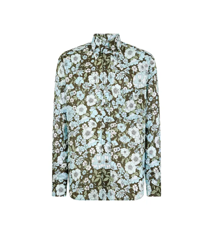 TOM FORD Shirts Men DELICATE FLORAL FLUID FIT SHIRT Blue Green