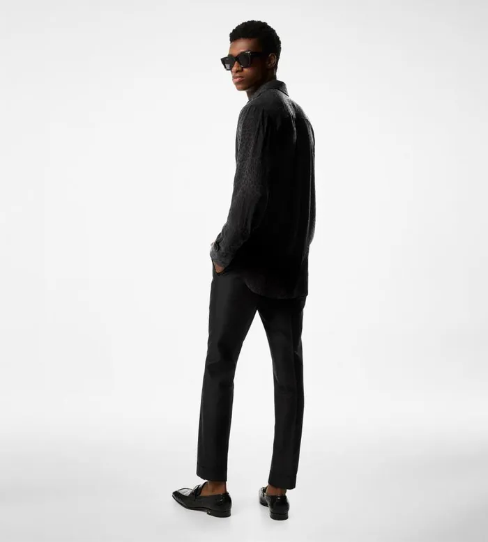 TOM FORD Shirts Men LEOPARD FLUID FIT SHIRT Black TOM FORD Shirts Men LEOPARD FLUID FIT SHIRT Black