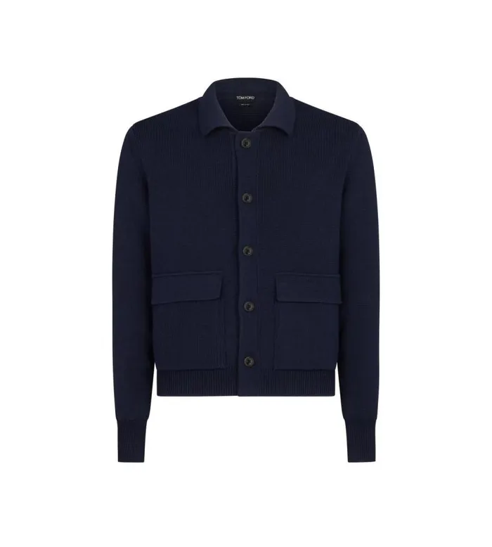TOM FORD Shirts Men MERINO SILK KNITTED CHORE SHIRT Indigo