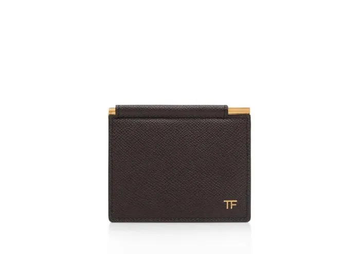 TOM FORD Small Leather Goods Men SMALL GRAIN LEATHER FOLDING MONEY CLIP CARDHOLDER Brown TOM FORD Small Leather Goods Men SMALL GRAIN LEATHER FOLDING MONEY CLIP CARDHOLDER Brown