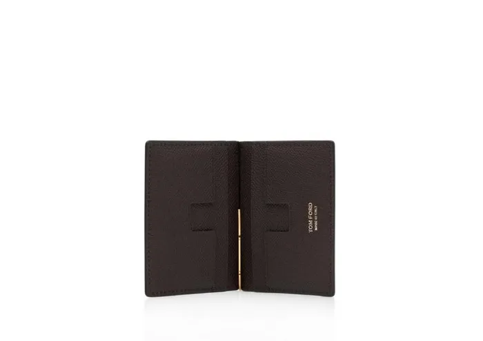 TOM FORD Small Leather Goods Men SMALL GRAIN LEATHER FOLDING MONEY CLIP CARDHOLDER Brown TOM FORD Small Leather Goods Men SMALL GRAIN LEATHER FOLDING MONEY CLIP CARDHOLDER Brown