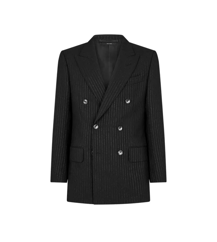 TOM FORD Suits Men LUREX JACQUARD STRIPE ATTICUS JACKET Black