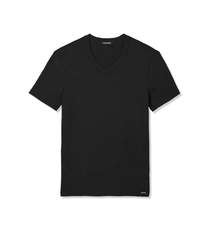 TOM FORD TShirts Men COTTON VNECK TSHIRT Black