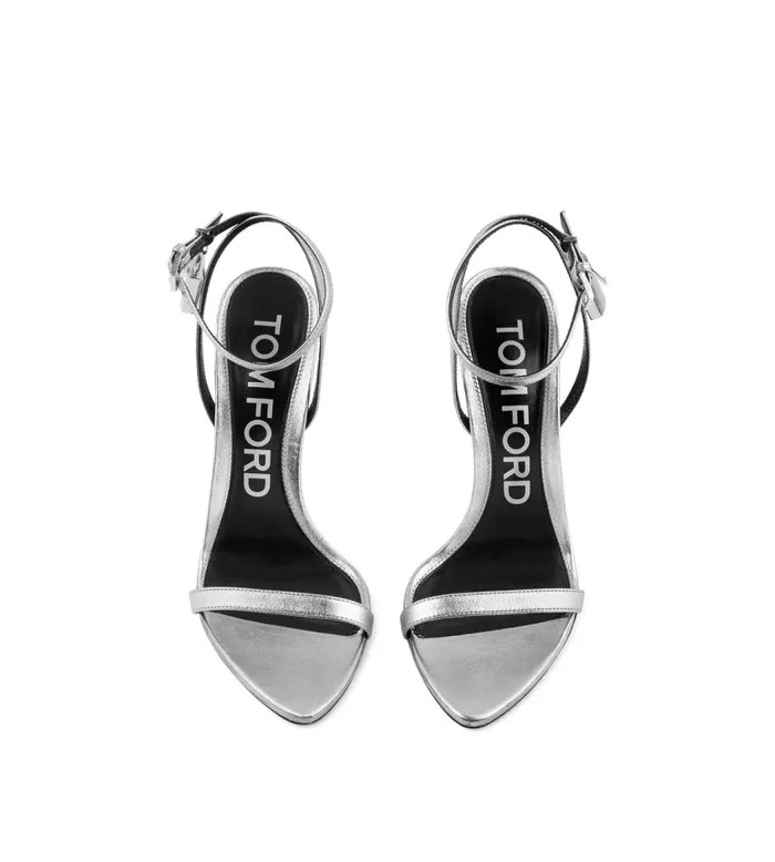 TOM FORD The Padlock Women LAMINATED NAPPA LEATHER PADLOCK POINTY NAKED SANDAL Silver TOM FORD The Padlock Women LAMINATED NAPPA LEATHER PADLOCK POINTY NAKED SANDAL Silver