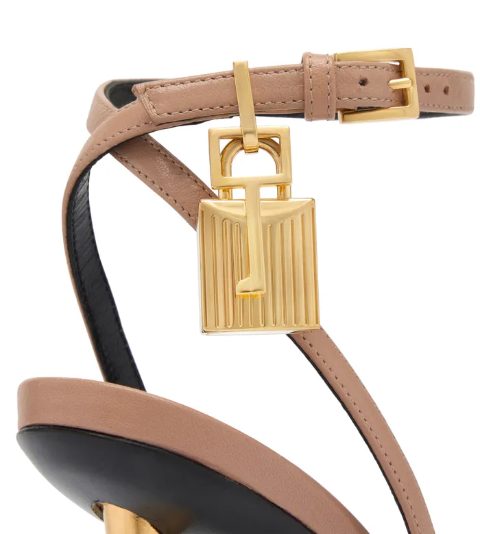 TOM FORD The Padlock Women SHINY LEATHER PADLOCK POINTY NAKED SANDAL Flesh TOM FORD The Padlock Women SHINY LEATHER PADLOCK POINTY NAKED SANDAL Flesh