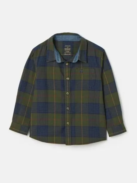 Tops and TShirts Boys Joules Green Checked Shirt