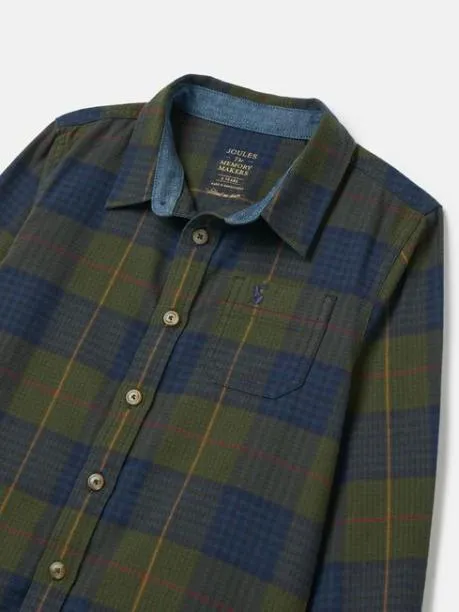 Tops and TShirts Boys Joules Green Checked Shirt