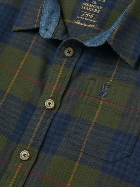 Tops and TShirts Boys Joules Green Checked Shirt