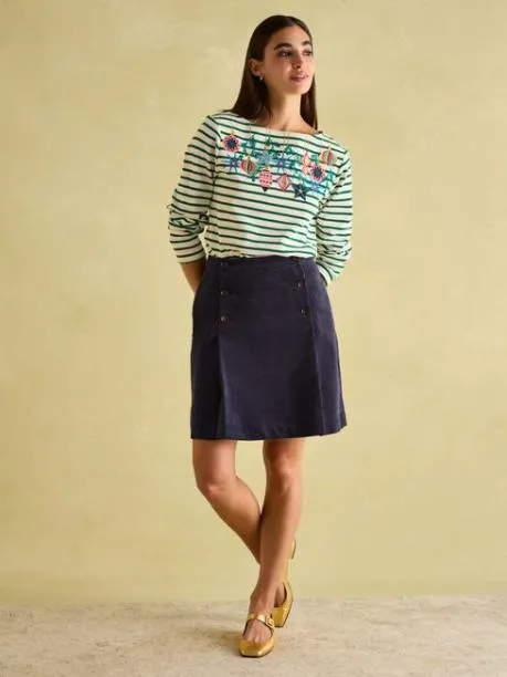 Tops and TShirts Women Joules GreenWhite Boat Neck Breton Top