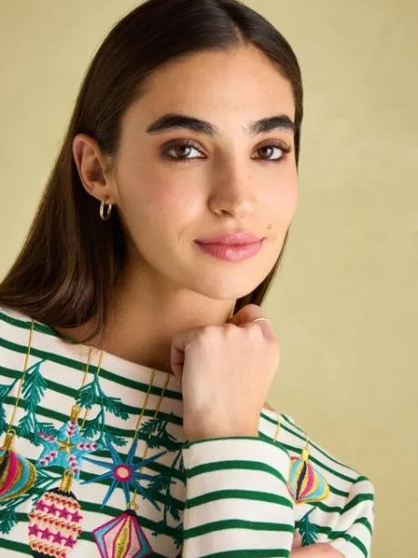 Tops and TShirts Women Joules GreenWhite Boat Neck Breton Top