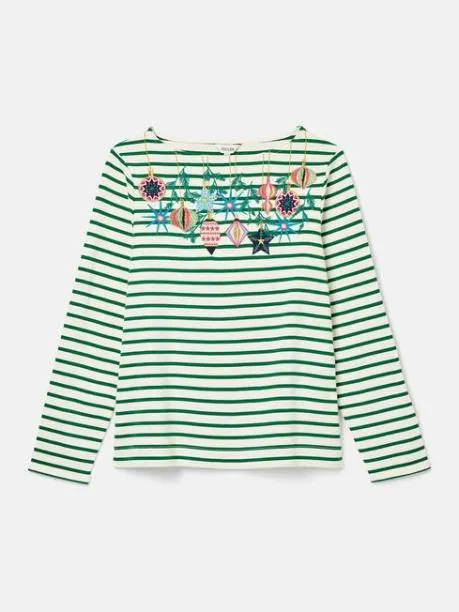 Tops and TShirts Women Joules GreenWhite Boat Neck Breton Top