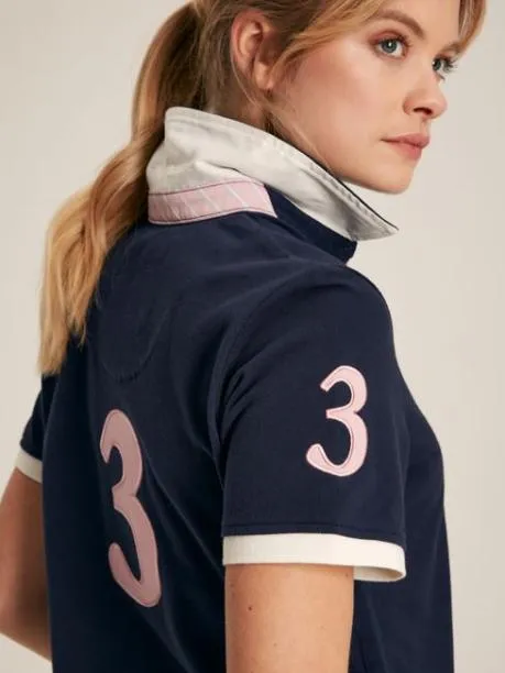 Tops and TShirts Women Joules Navy Blue Short Sleeve Cotton Polo Shirt