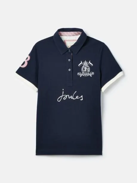 Tops and TShirts Women Joules Navy Blue Short Sleeve Cotton Polo Shirt