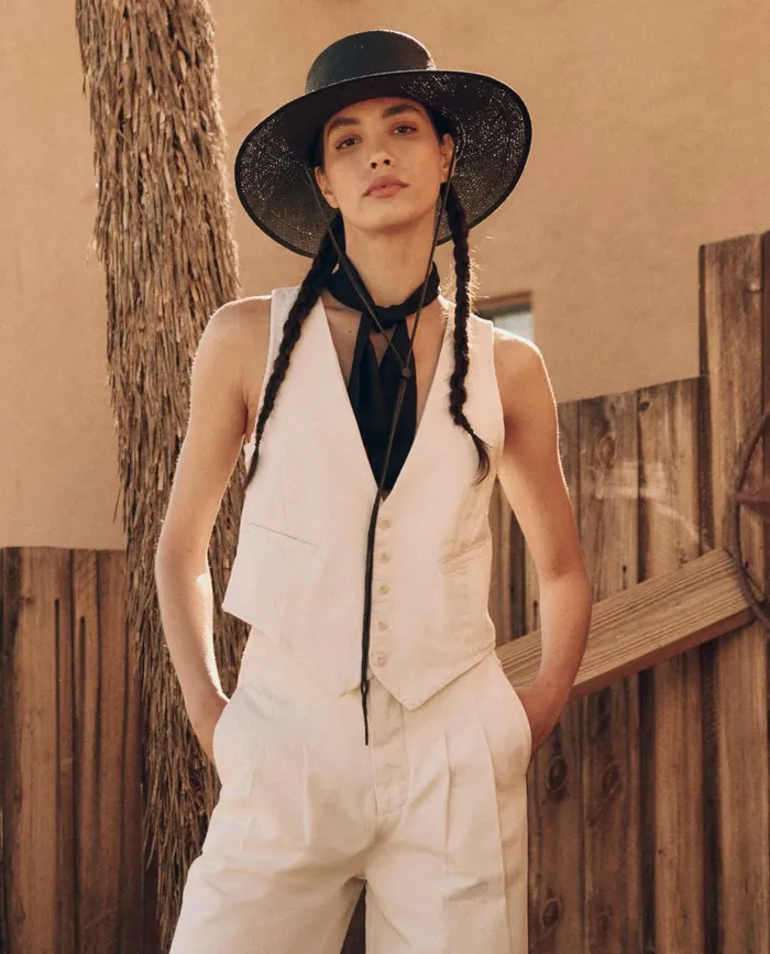 Tops Women The Great The Suit Vest Natural Hemp