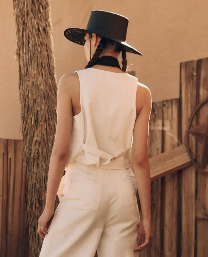 Tops Women The Great The Suit Vest Natural Hemp