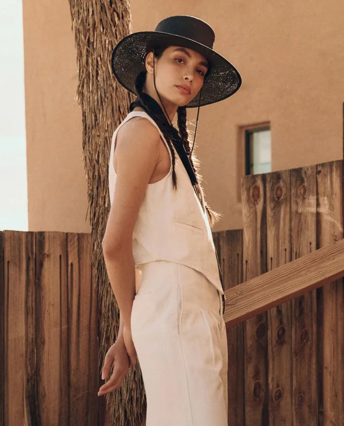 Tops Women The Great The Suit Vest Natural Hemp