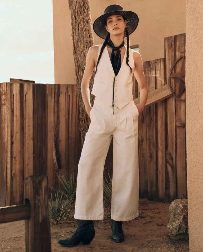 Tops Women The Great The Suit Vest Natural Hemp