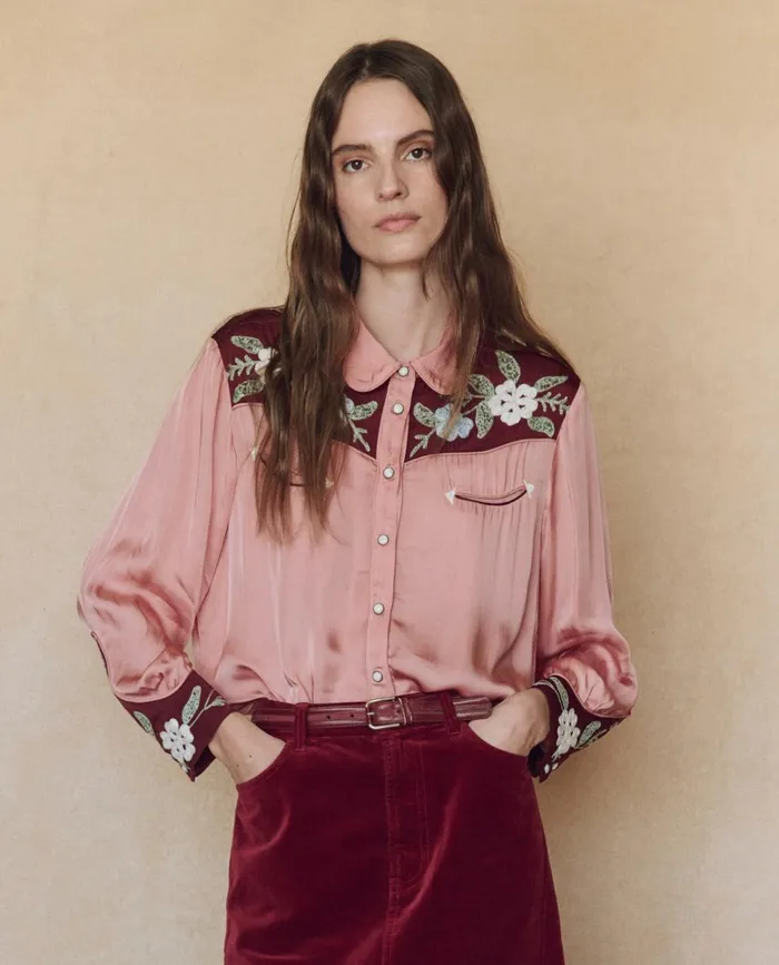 Tops Women The Great The Western Heritage Shirt Dried Rose