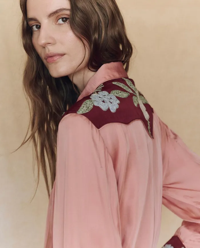 Tops Women The Great The Western Heritage Shirt Dried Rose Tops Women The Great The Western Heritage Shirt Dried Rose