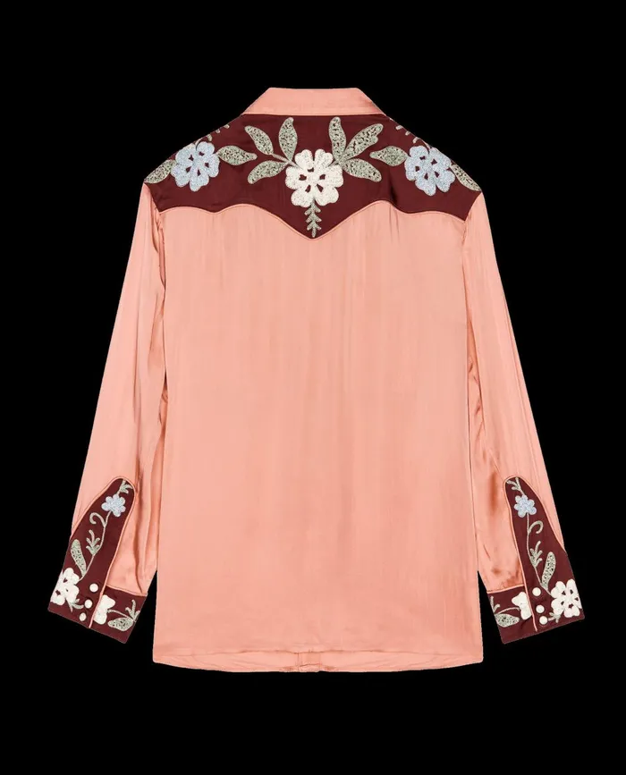 Tops Women The Great The Western Heritage Shirt Dried Rose Tops Women The Great The Western Heritage Shirt Dried Rose
