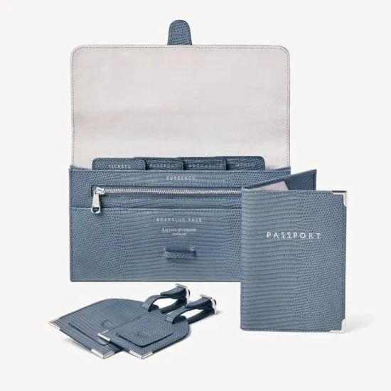 Travel Collection With Removable Inserts Heritage Blue Lizard WomenMen Aspinal Of London Travel Collections