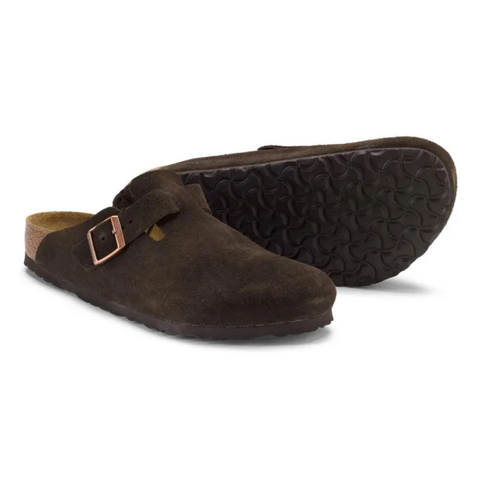 Travel Men Orvis Birkenstock Boston Soft Footbed Suede Clogs Mocha