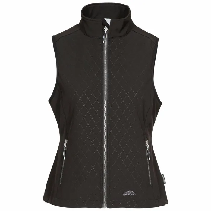 Trespass Gilet Fitted Softshell 2 Zip Pockets Verity Black Women Trespass Softshell Jackets