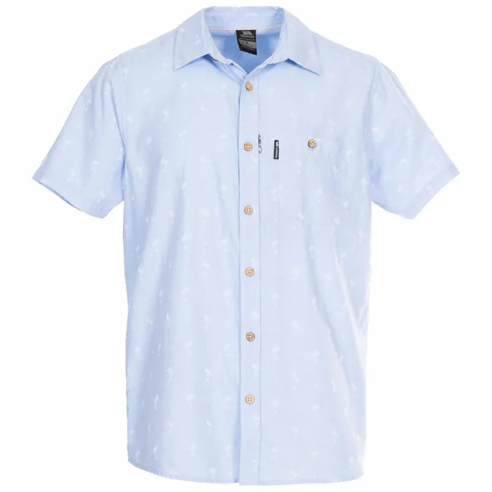 Trespass Shirt Short Sleeved Slapton Palm Tree Pale Blue Men Trespass Shirts